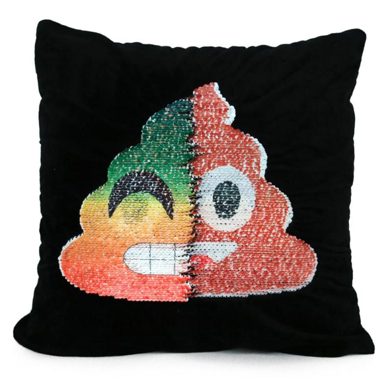 Honana BX Changing Face Emoji Home Decorative Cushion Covers Sequin Mermaid Smile Face Pillow Case