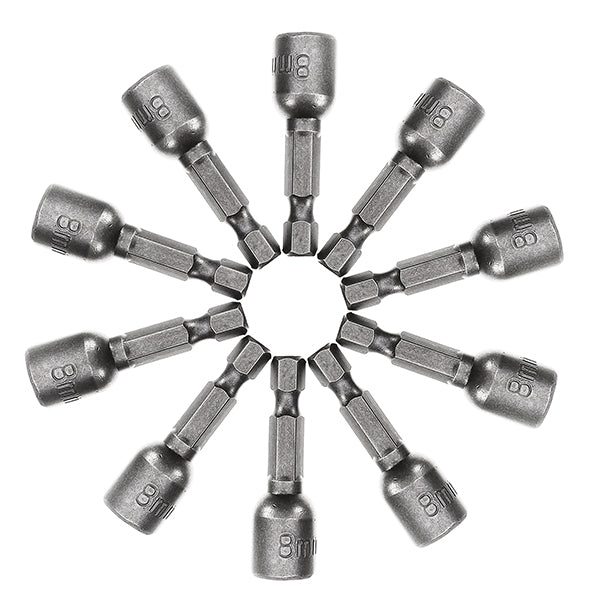 10pcs 8mm Socket Magnetic Nut Driver 1/4 Inch Hex Shank Power Drill Bits