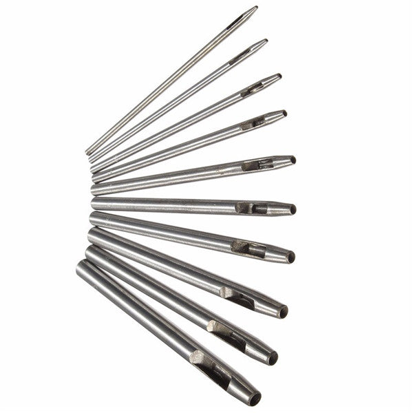 10pcs Steel Punch Set 0.5-5mm Leather Hole Craft Tool For Leather Craft Stamp Punch