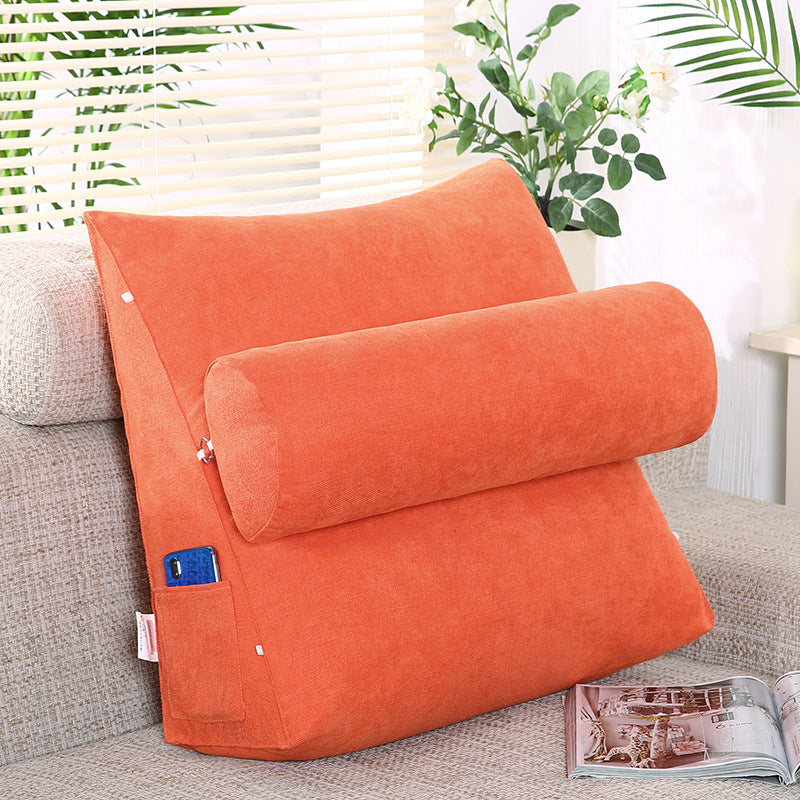 Triangular Backrest Cushion Cotton Linen Chair Sofa Cushions Bed Rest Back Pillow Waist Cushion for Office Home Decor