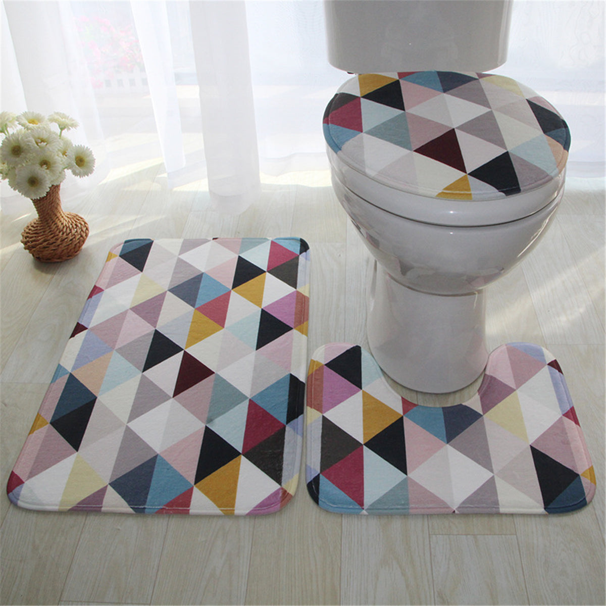 Anti-Slip Floor Mat Bathroom Pedestal Rug Toilet Lid Cover Floor Mat Bath Mat Bathroom Accessories for Home Decoration
