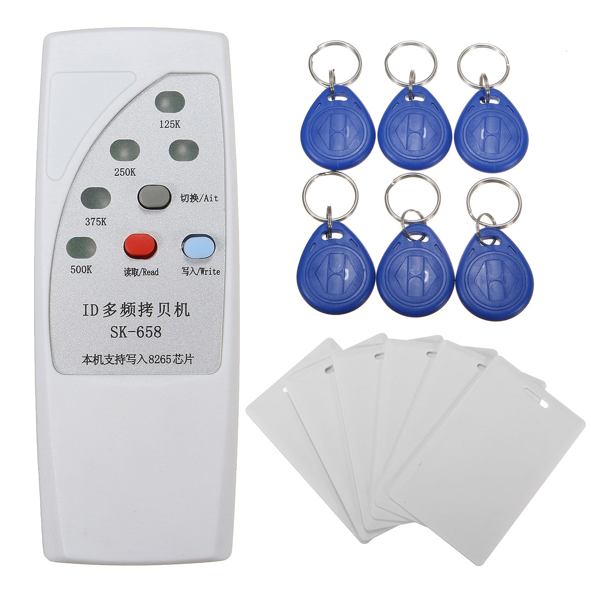 DANIU SK-658 13Pcs 125KHz RFID ID Card Reader Writer Copier Duplicator with 6 Cards/Tags Kit