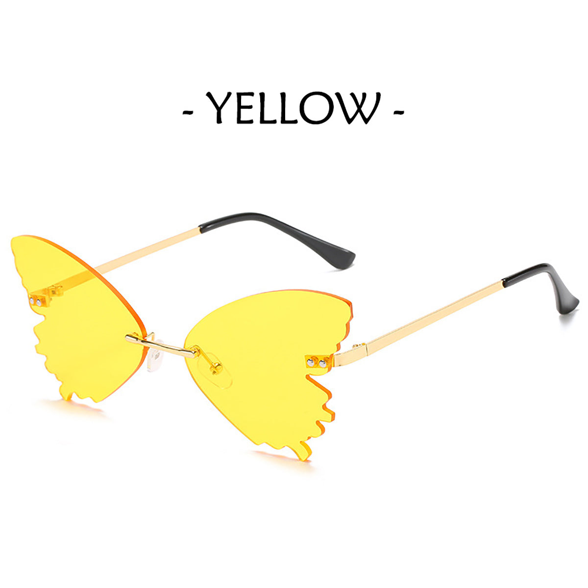 Women Metal Sunglasses Butterfly Shape AC Lens Rimless Shades UV400 Eye Glasses