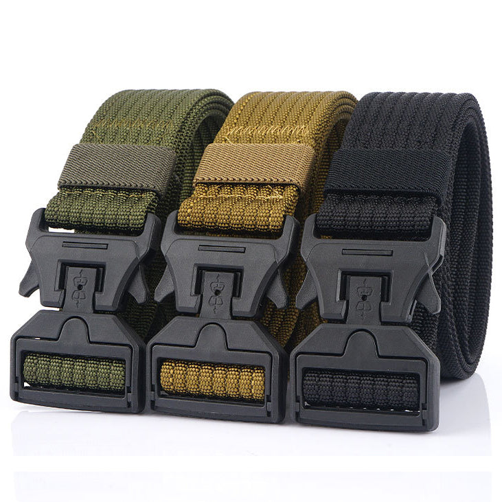 AWMN 125CM Magnetic Buckle Leisure Canvas Breathable Waist Belt Quick Unlock Belt Men's Elastic Tactical Belt