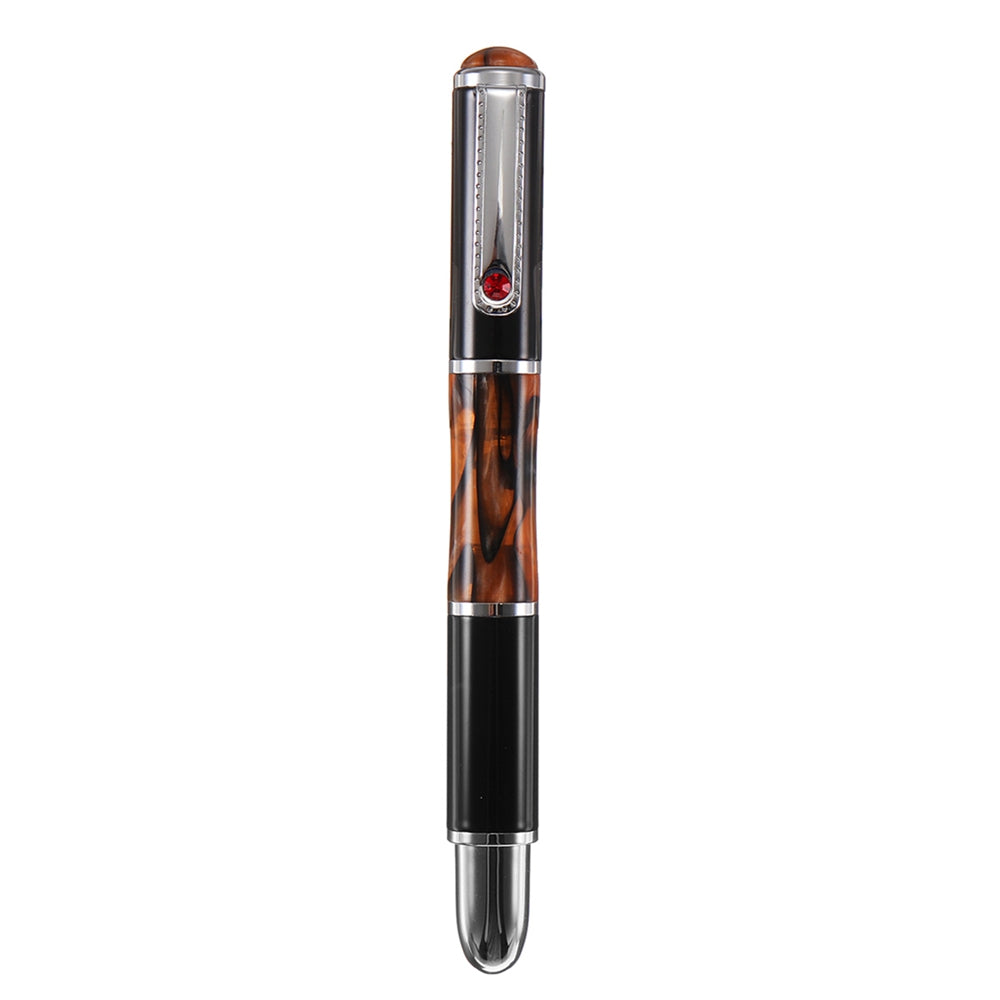 1Pcs FuliWen Black and Amber Color Fountain Pen Medium Nib Rotate Ink Smooth Writing Pen        