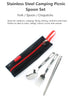 3Pcs Portable Outdoor Camping Picnic Set Stainless Steel Fork Spoon Chopsticks with Tableware Bag
