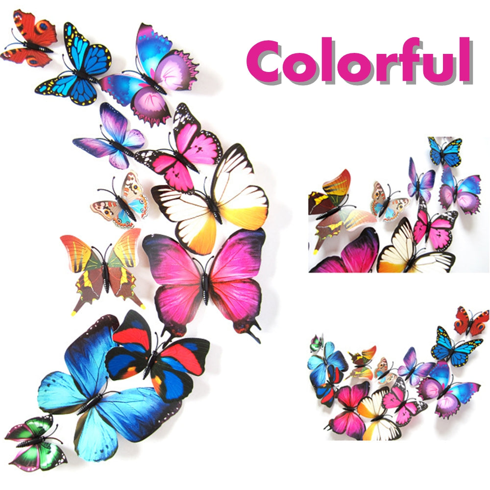 12x 3D Butterfly Magnetic Removable Stickers Wall Stickers Decal Decor Decal