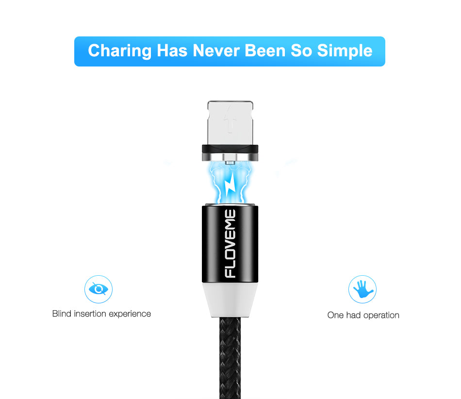 FLOVEME Micro USB LED Magnetic Braided Fast Charging Cable 1m For Redmi Note 4 4X S7 Edge S6