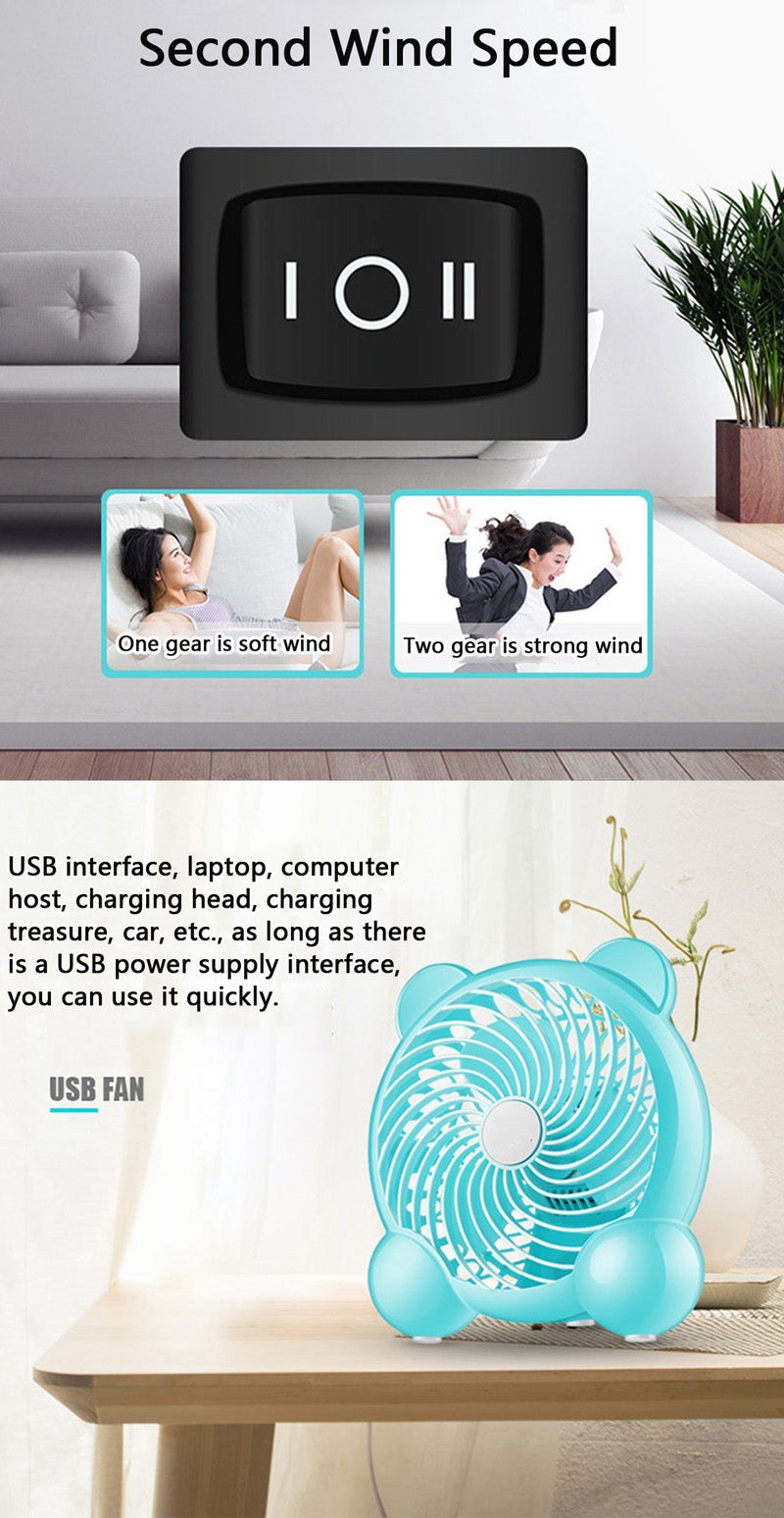 DC 5V USB Mini Desk Fan Quiet Cooling Fan Portable For Camping Travel