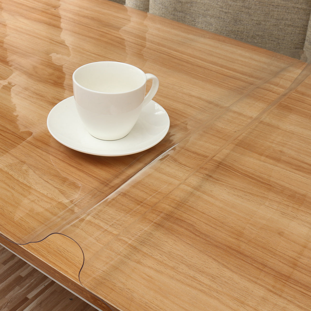 Wipe Clean Transparent Tablecloth Mat PVC Glass Effect Table Protection Cover