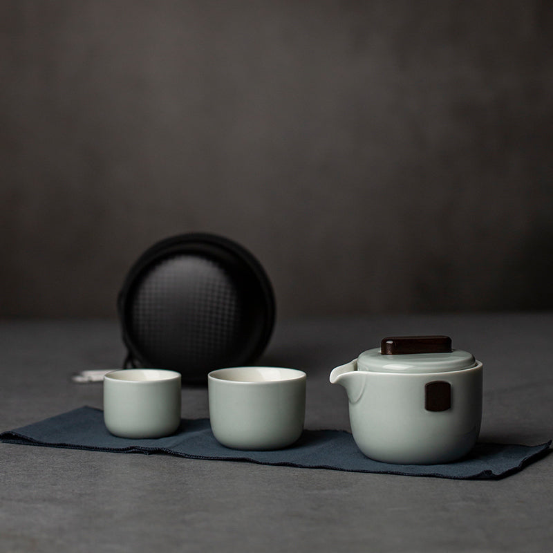 Ceramic One Pot And Two Cups Portable Outdoor Tea Making Travel Kung Fu Tea Set