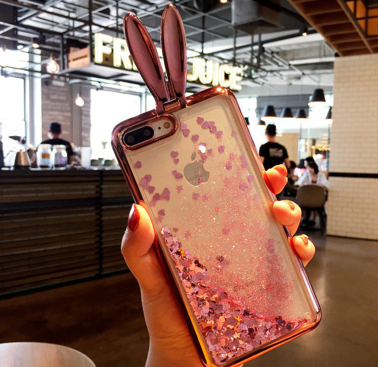Bakeey™ Rabbit Ears Bracket Glitter Quicksand Dynamic Liquid Plating TPU Case for iPhone 7Plus 5.5''
