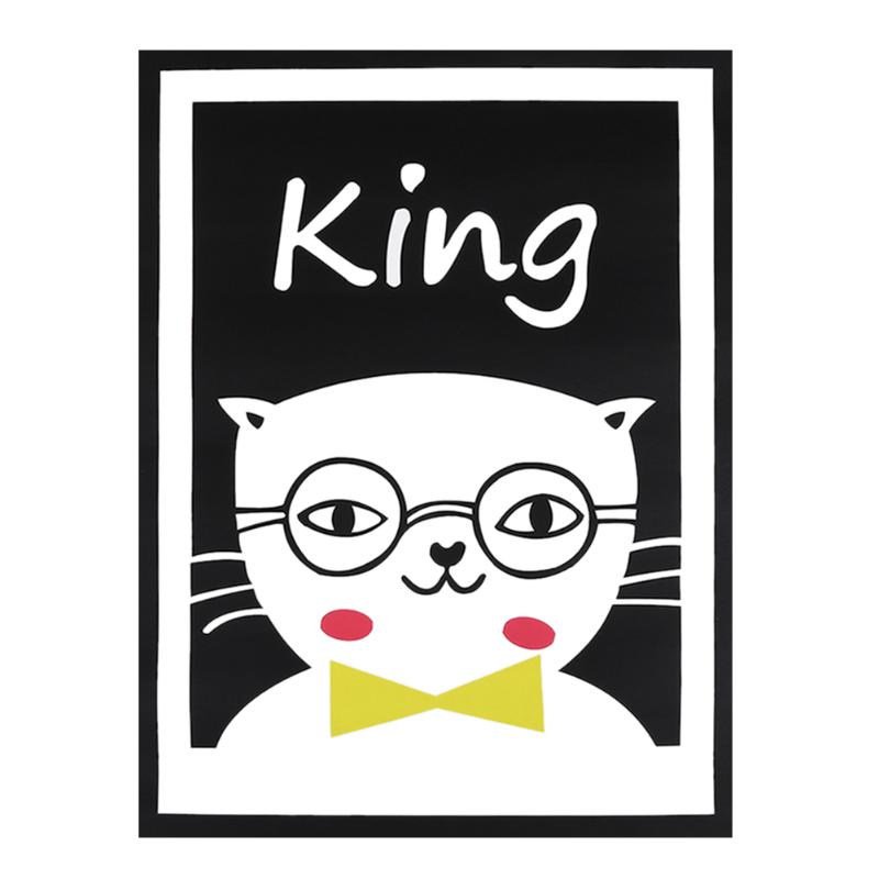 Nordic Style Door Wall Sticker Cartoon Cat King Letters PVC Removable Decals Kids Bedroom Decor