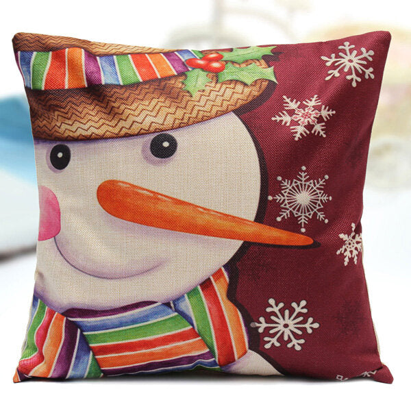 Christmas Series Linen Cotton Throw Pillow Case Sofa Car Cushion Cover Home Decoration