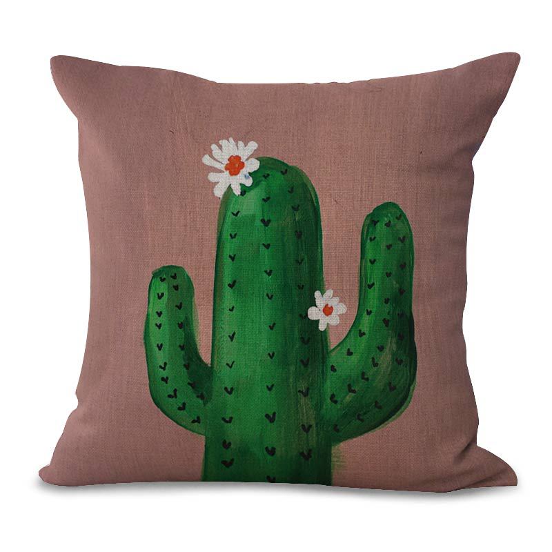 Honana 45x45cm Home Decoration Cactus Printed 5 Optional Patterns Cotton Linen Pillowcases Sofa Cushion Cover