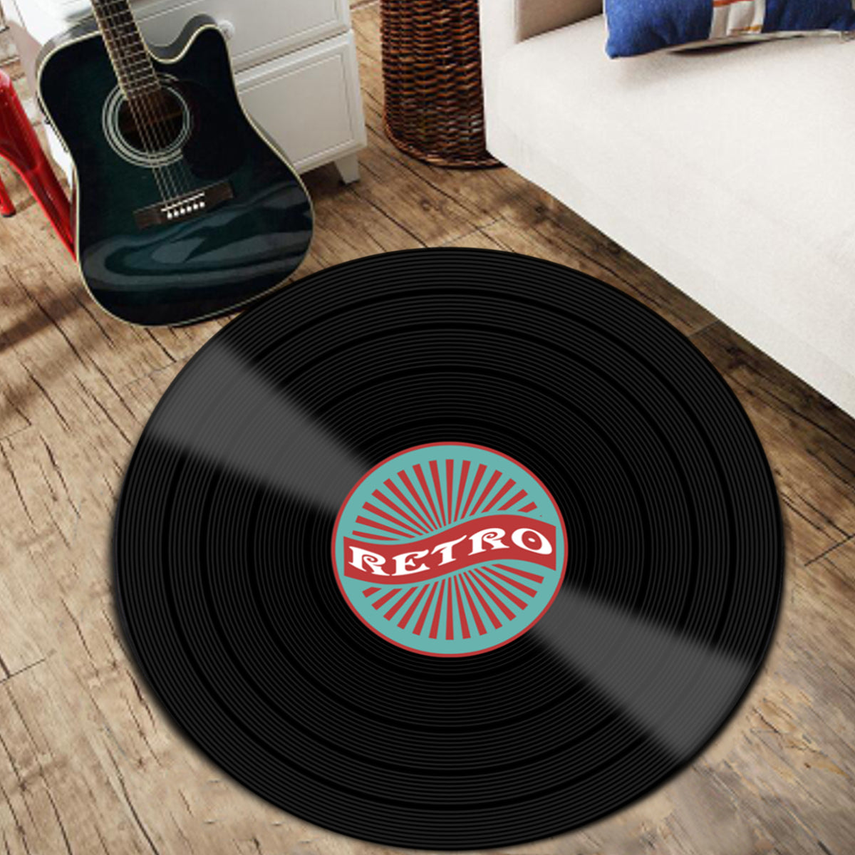 Vinyl Records Innovative Carpet Round Mat Europe Fashion Retro Black Carpet Record Pattern Rug For Living Room Bedroom Floor Mat