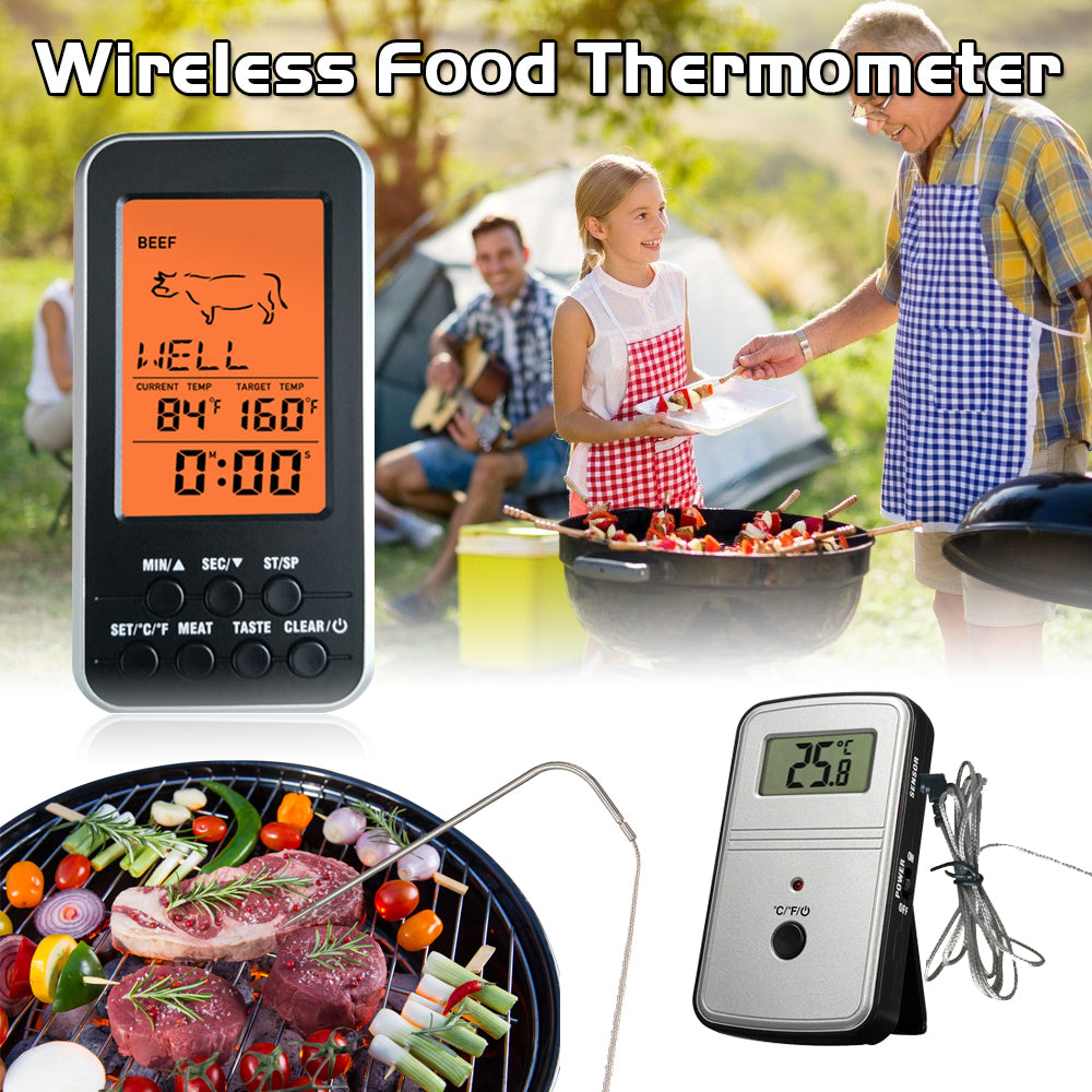 Digital LCD Wireless Remote Thermometer For Meat BBQ Grill Kitchen Oven Food BBQ Thermometer