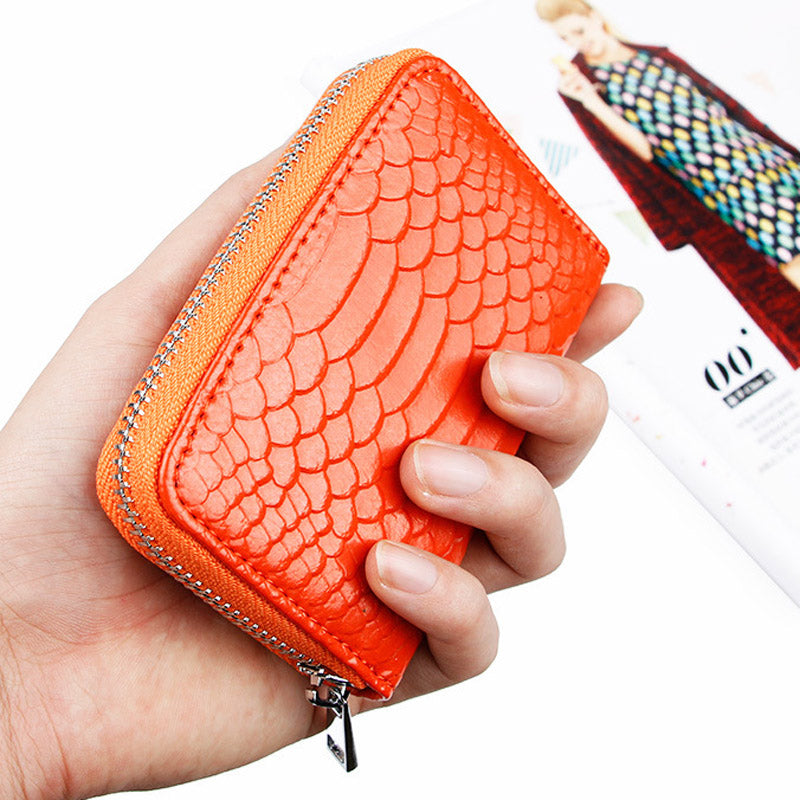 High Quality Genuine Leather Crocodile Pattern Zipper Around Card Holder Wallets Coin Purse