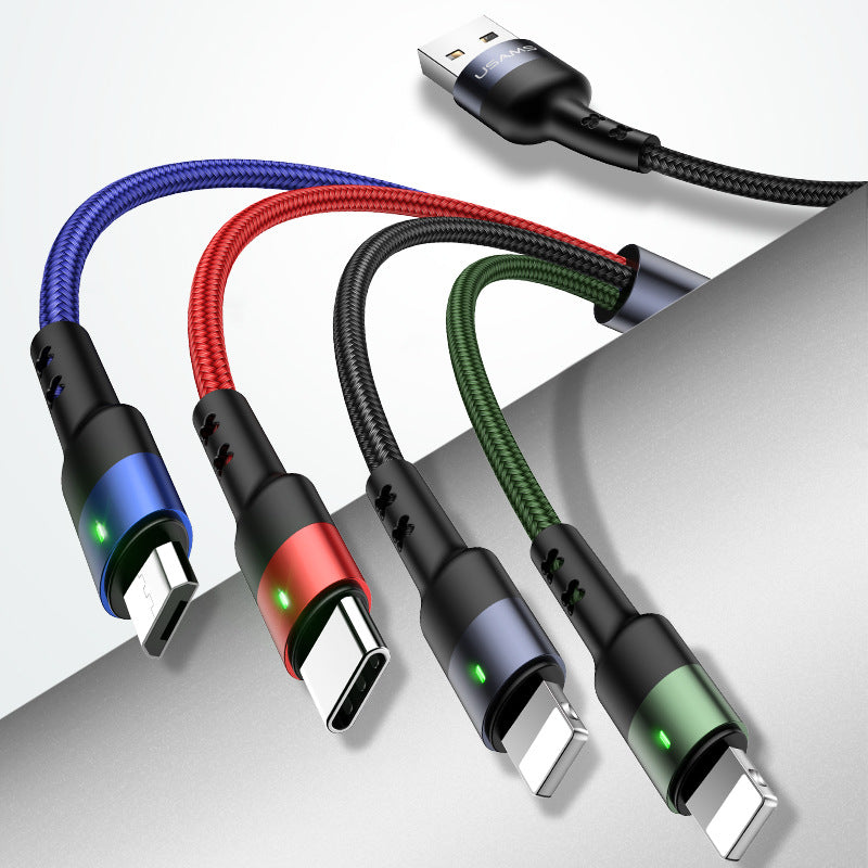 Aluminum Alloy Braided Three-in-one Charging Cable