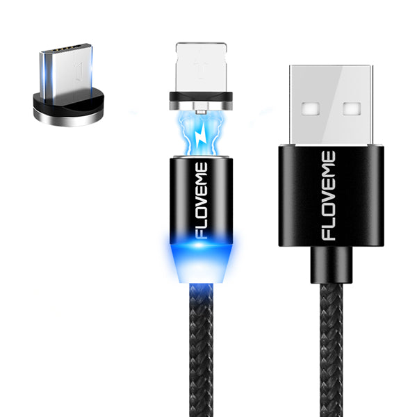 FLOVEME Micro USB LED Magnetic Braided Fast Charging Cable 1m For Redmi Note 4 4X S7 Edge S6
