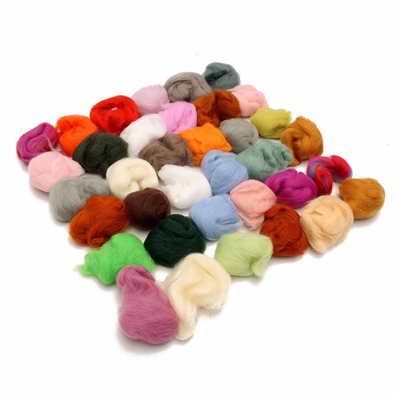 36 Colors Fiber Wool Yarn Roving Spinning Sewing Tools Trimming Merino Wool Fiber Roving for Needle Felting
