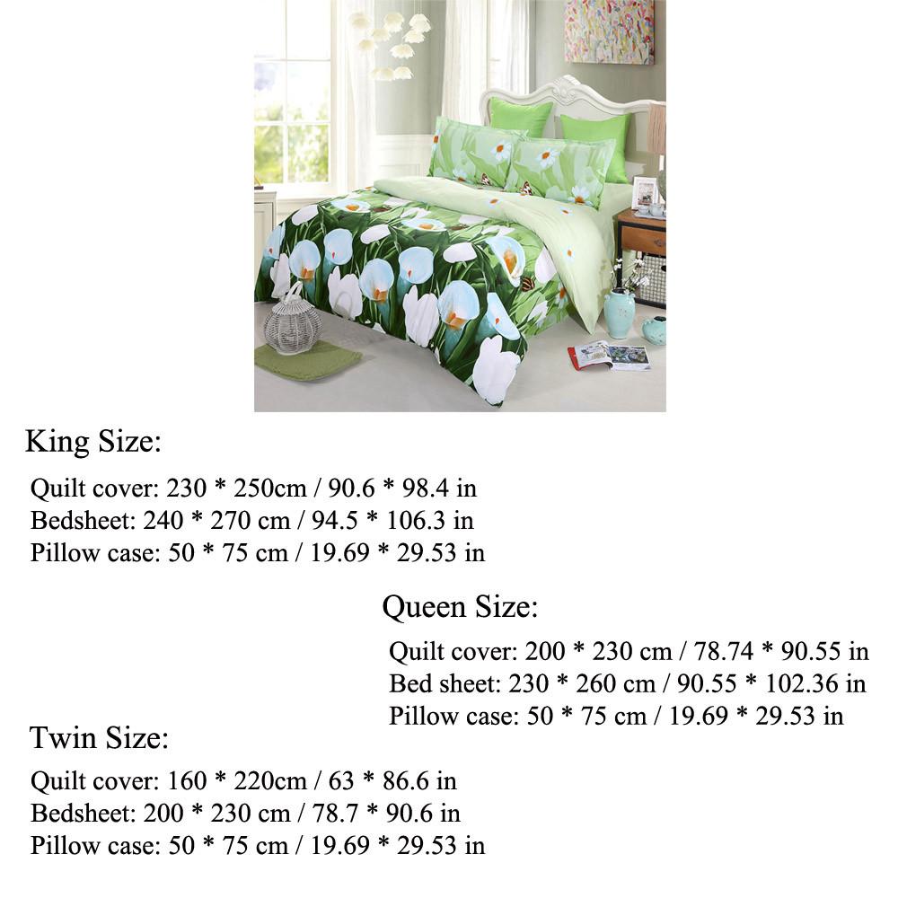 4pcs 3D Bedding Set - Queen/King/Twin Size Duvet Cover+Bed Sheet+2 Pillowcases - Flickdeal.co.nz
