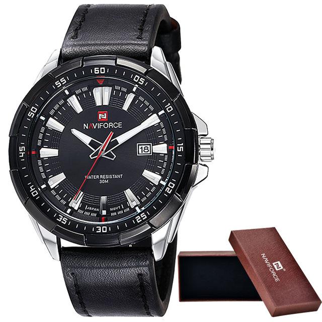 Men's Casual Sport Watches - Waterproof Leather Quartz Watch - Flickdeal.co.nz
