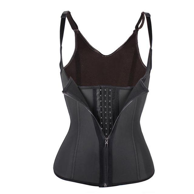 New Black Latex Corset Body Shaper Cotton Steel Boned CorsetWaist Cincher AD567 - Flickdeal.co.nz