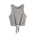 SheInes Summer Style Tank Top For Ladies Woman Plain Round Neck Sleeveless Tie Front Ribbed Crop Tank Top - Flickdeal.co.nz