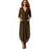 V -Neck Self-Tie Pockets Chiffon Long Dress For Women - Flickdeal.co.nz