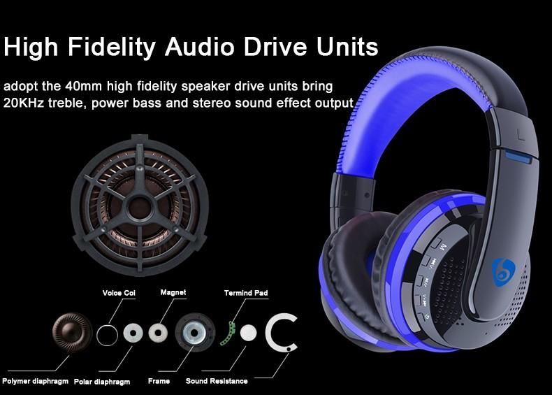 Bluetooth Headphone 4.0 Powerful Bass Stereo Wireless Headset With Microphone FM Radio Micro-SD Card Slot - Flickdeal.co.nz