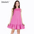 Women's Sleeveless Cotton Ruffles Printed Dress - 14 Designs - Flickdeal.co.nz