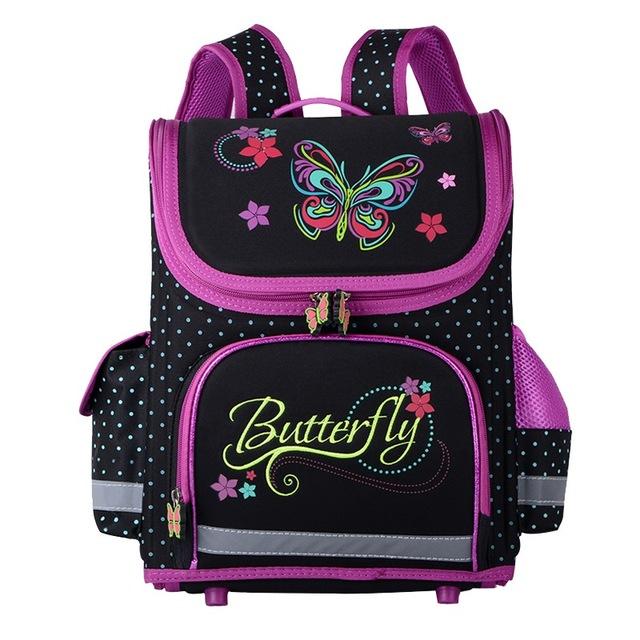 Girls School Bags Butterfly Waterproof Backpacks for Children in Black, Pink Purple Colours - Flickdeal.co.nz