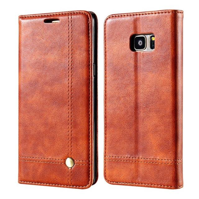 Leather Case For iPhone 6 Plus 6s 7 Plus Wallet Cover Luxury Brown Flip case - Flickdeal.co.nz