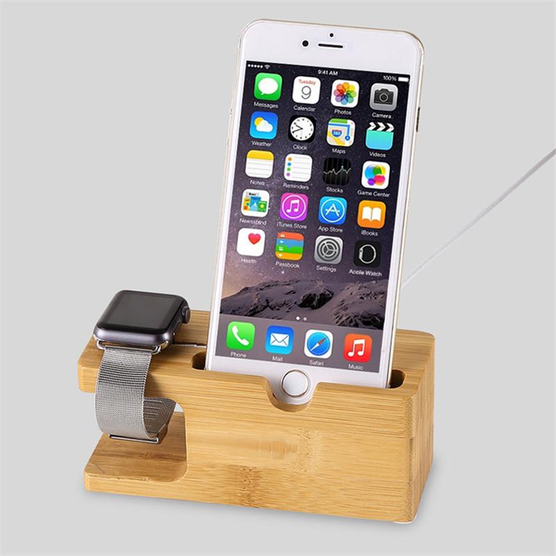Phone Holder - Bamboo Charging Dock Station For Apple iPhone 6S Plus 7 Plus For i watch - Flickdeal.co.nz
