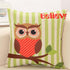 Striped Branch Owl Pattern Cushion Cover Pillowcase 40108 - Flickdeal.co.nz
