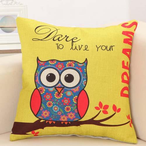 Striped Branch Owl Pattern Cushion Cover Pillowcase 40108 - Flickdeal.co.nz
