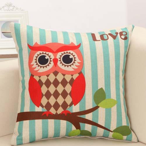 Striped Branch Owl Pattern Cushion Cover Pillowcase 40108 - Flickdeal.co.nz