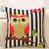 Striped Branch Owl Pattern Cushion Cover Pillowcase 40108 - Flickdeal.co.nz