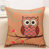 Striped Branch Owl Pattern Cushion Cover Pillowcase 40108 - Flickdeal.co.nz