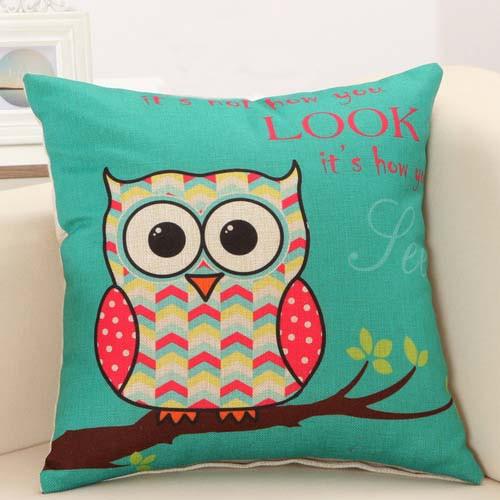Striped Branch Owl Pattern Cushion Cover Pillowcase 40108 - Flickdeal.co.nz