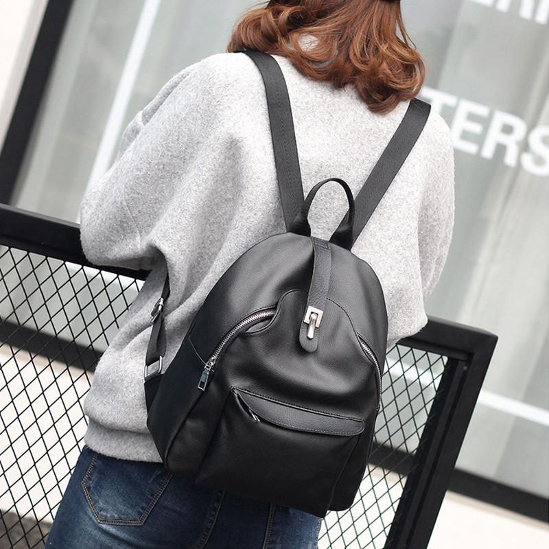 PU Leather Women's Backpack Casual Travel Bags Schoolbag Tote Bag - Flickdeal.co.nz