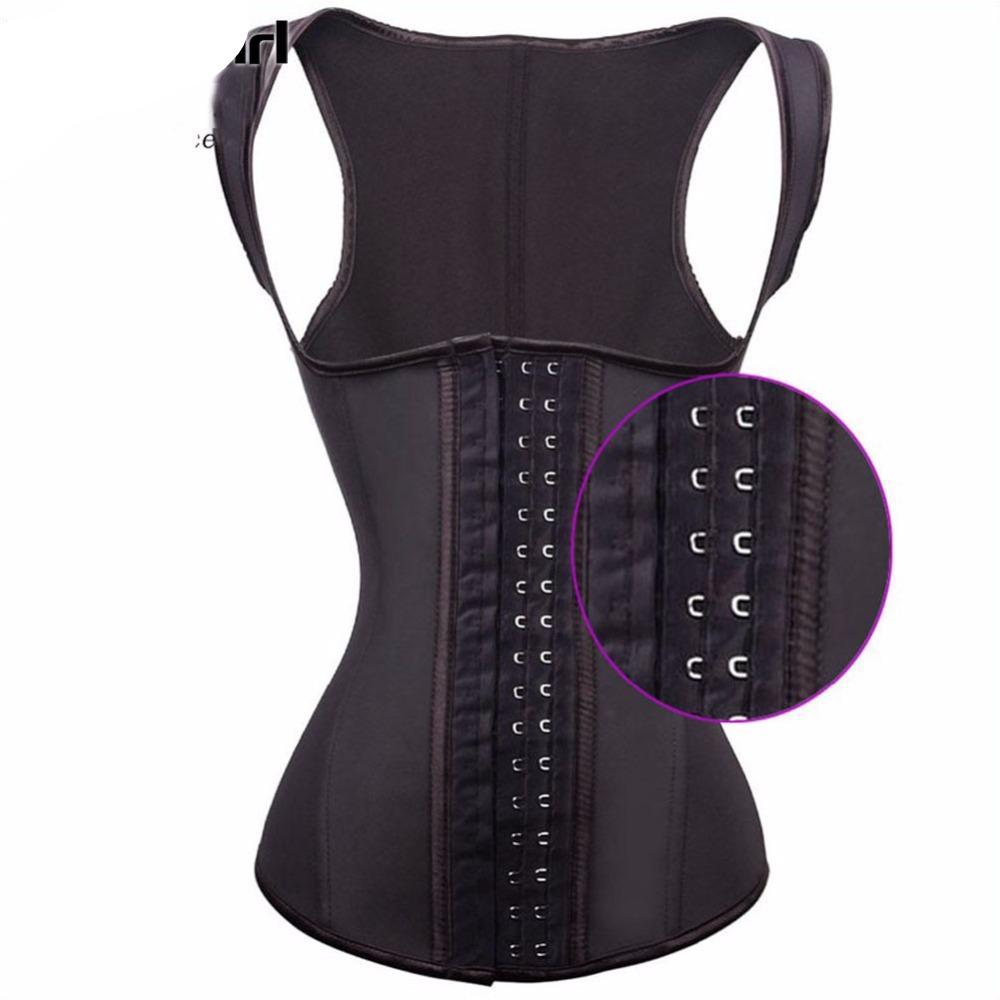 New Black Latex Corset Body Shaper Cotton Steel Boned CorsetWaist Cincher AD567 - Flickdeal.co.nz