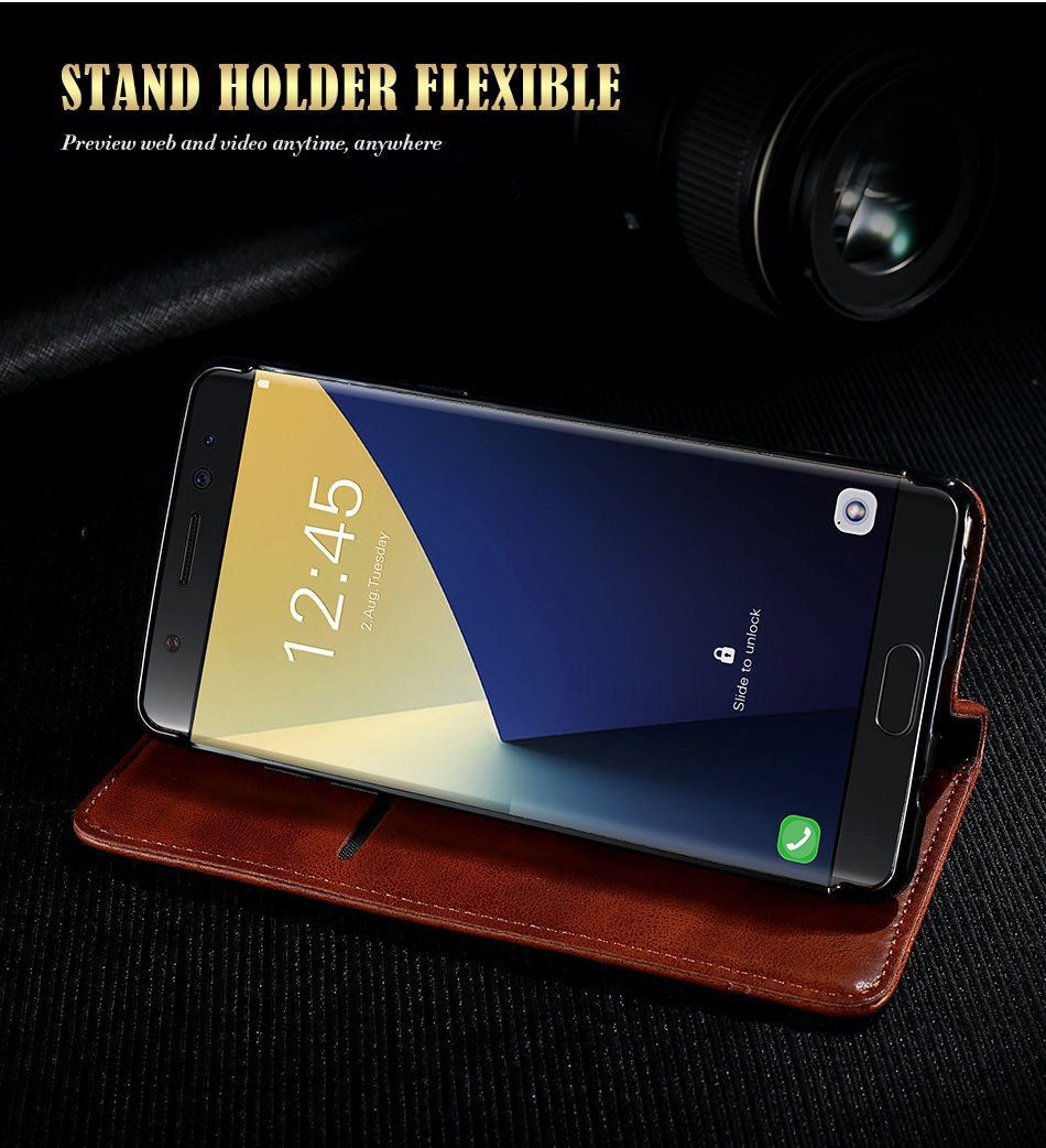 Leather Case For iPhone 6 Plus 6s 7 Plus Wallet Cover Luxury Brown Flip case - Flickdeal.co.nz