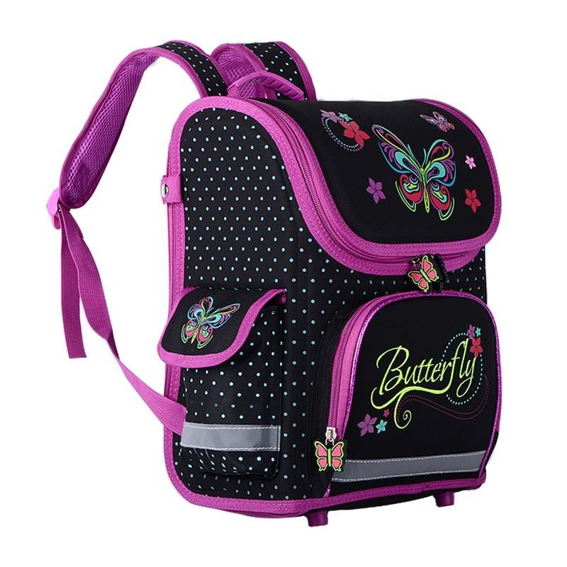 Girls School Bags Butterfly Waterproof Backpacks for Children in Black, Pink Purple Colours - Flickdeal.co.nz