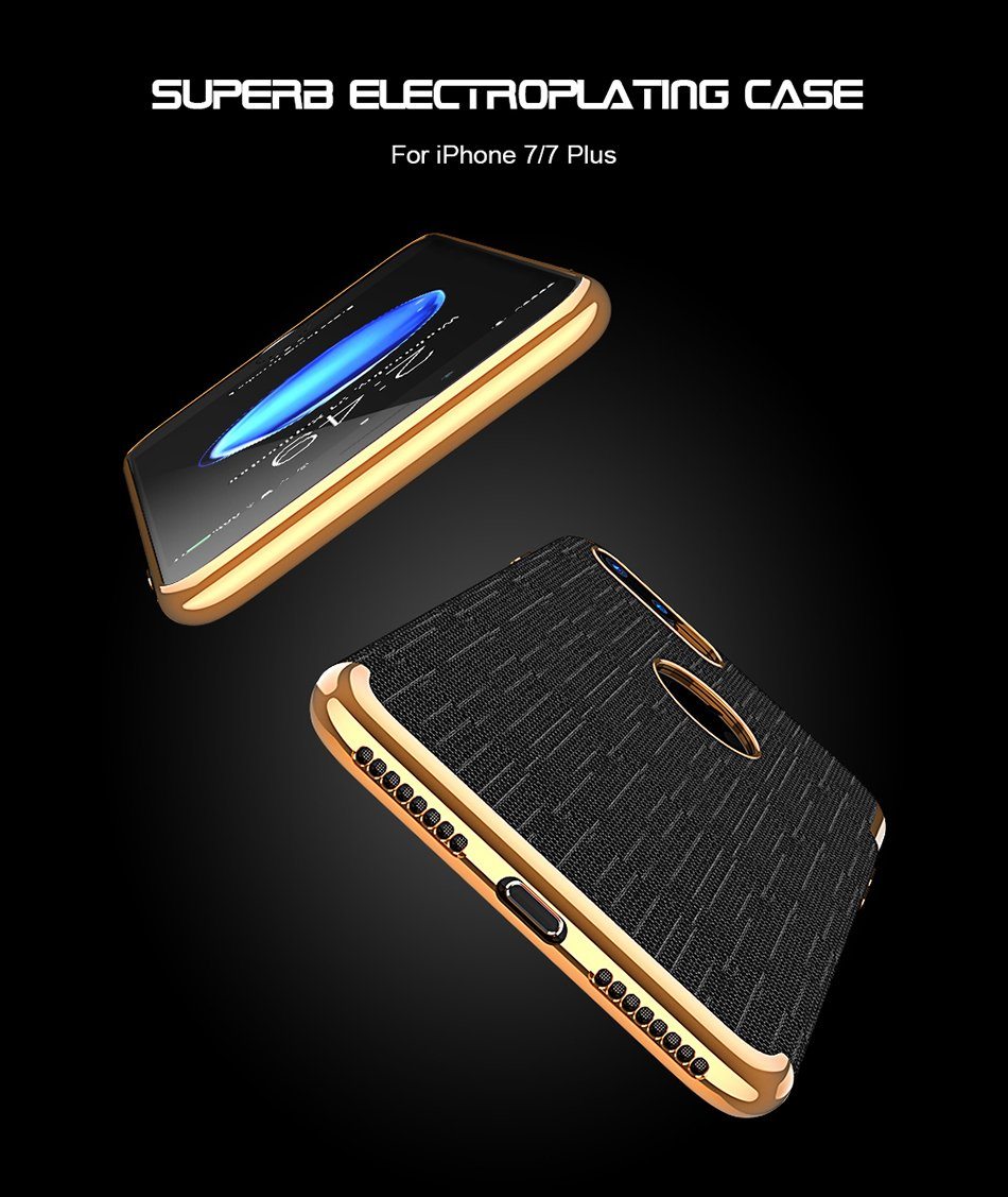 Gold Black Thin case for iphone 6 6s 7 7plus Case For Apple iPhone 7 Cover with Logo Hole - Flickdeal.co.nz