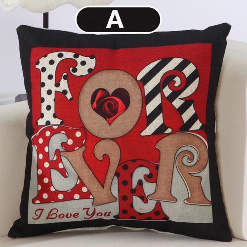 Cushion Covers - Black Red Love Pattern Cushion Cover Pillowcase 40137 - Flickdeal.co.nz