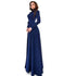 2018 Spring Autumn Women Dress Solid Dark Blue Long Sleeves Slim Maxi Dress Party Ladies Dresses - Flickdeal.co.nz
