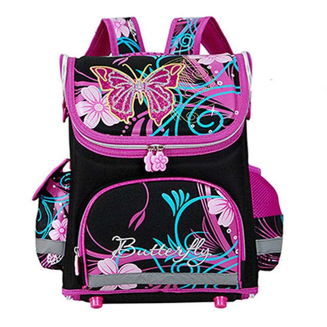 Girls School Bags Butterfly Waterproof Backpacks for Children in Black, Pink Purple Colours - Flickdeal.co.nz