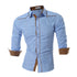 New Fashion Men Shirt Double Button Long-Sleeved Casual Slim Shirt for Men Shirts XXL - Flickdeal.co.nz